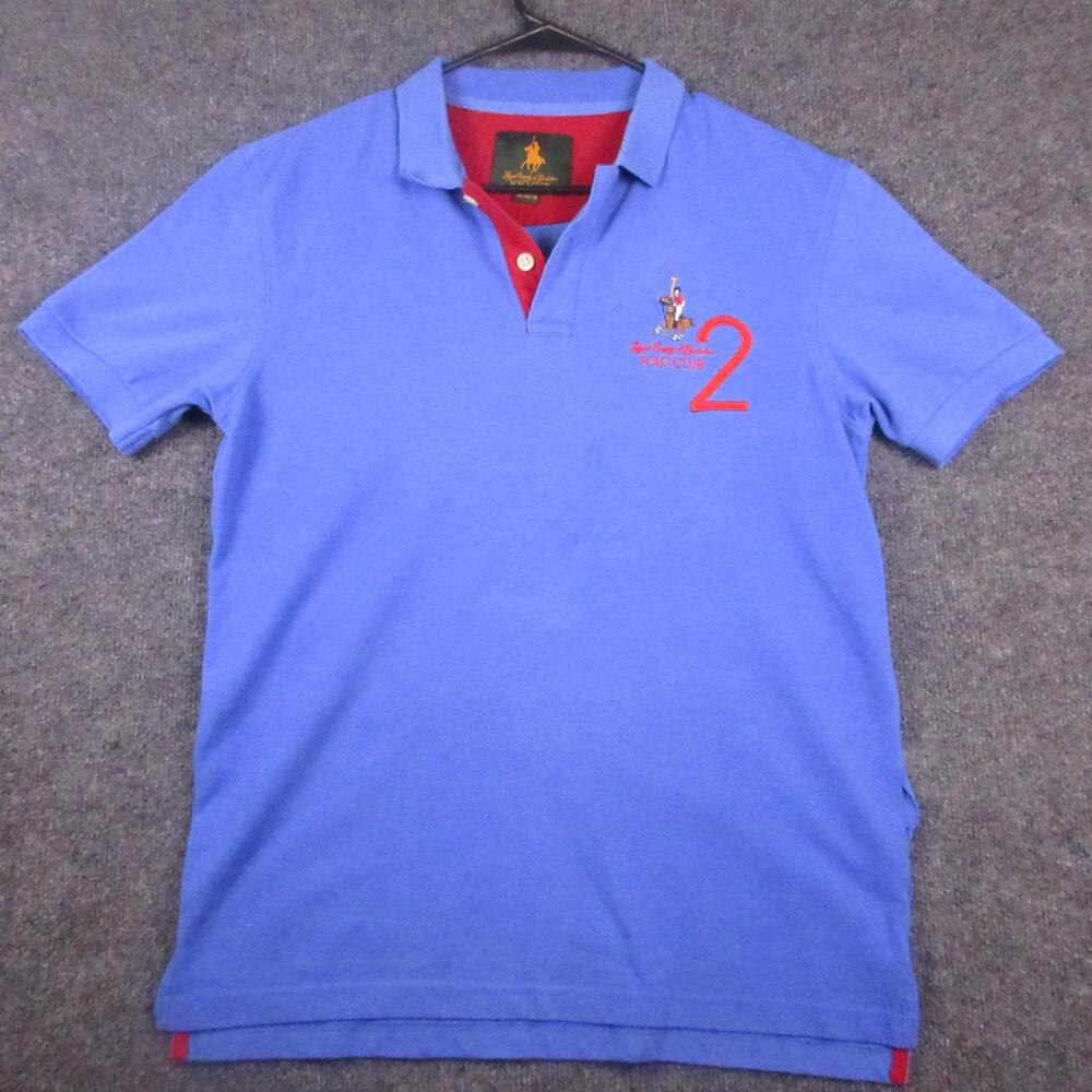 Royal County Of Berkshire Polo Club Polo Shirt Mens Medium Blue Number 2 Logo